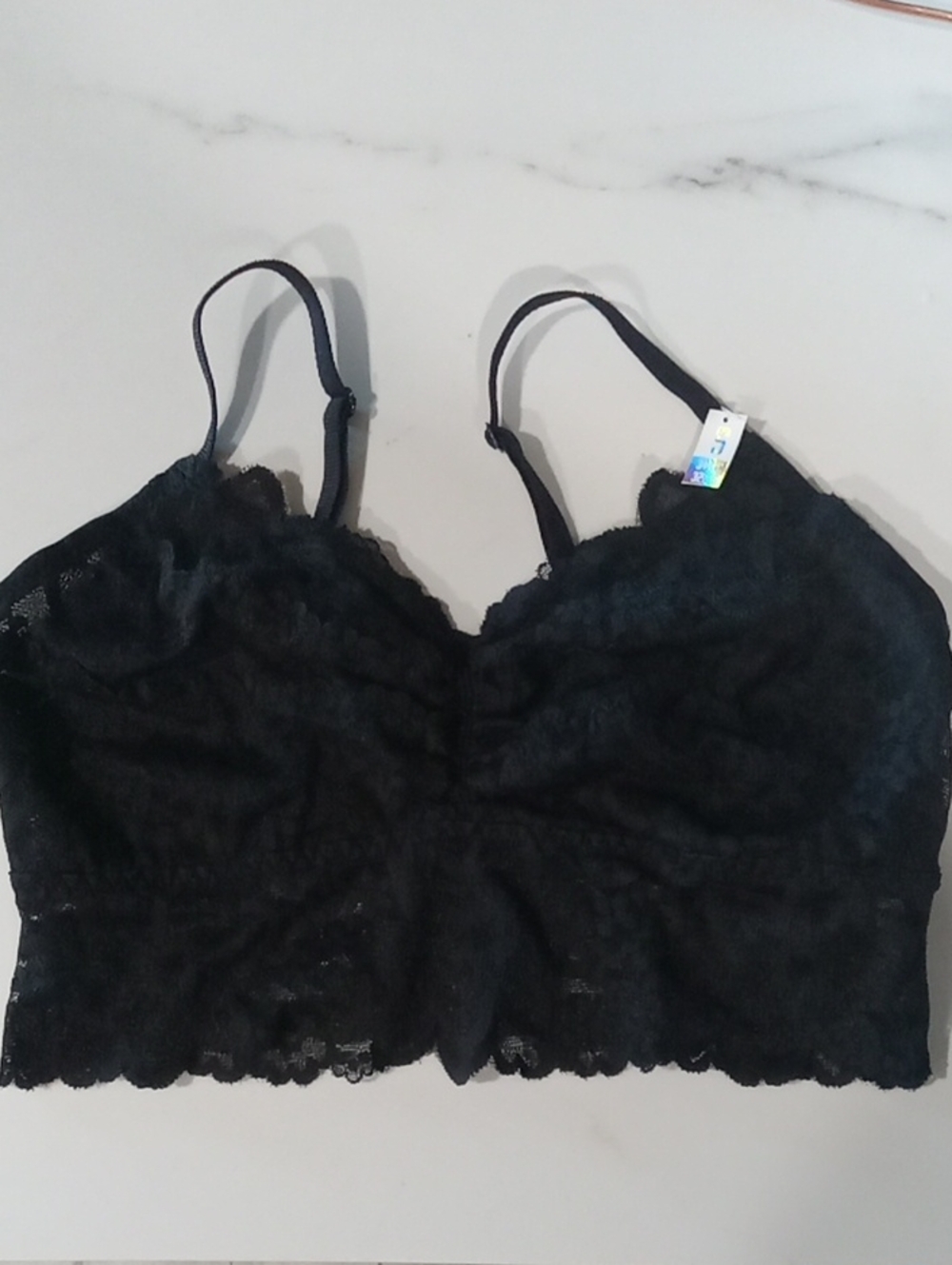 PINK Victoria's Secret Black Lace Longline Bralette